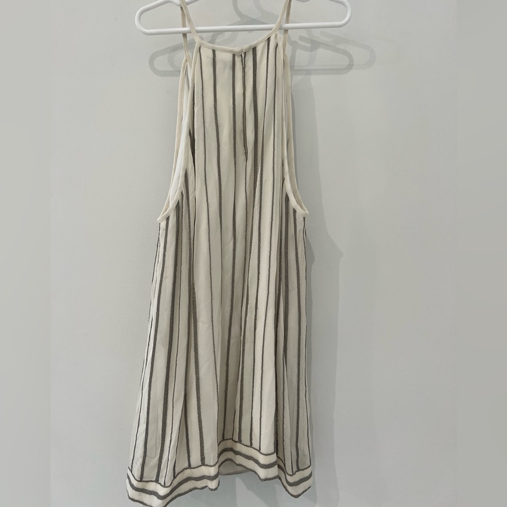 Joie White Silk & Silver Metallic chain detail design 
NWT